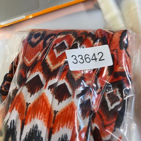 Cato Top Women 18/20W Plus Orange Striped Short Sleeve Round Neck Pullover - Picture 7 of 7